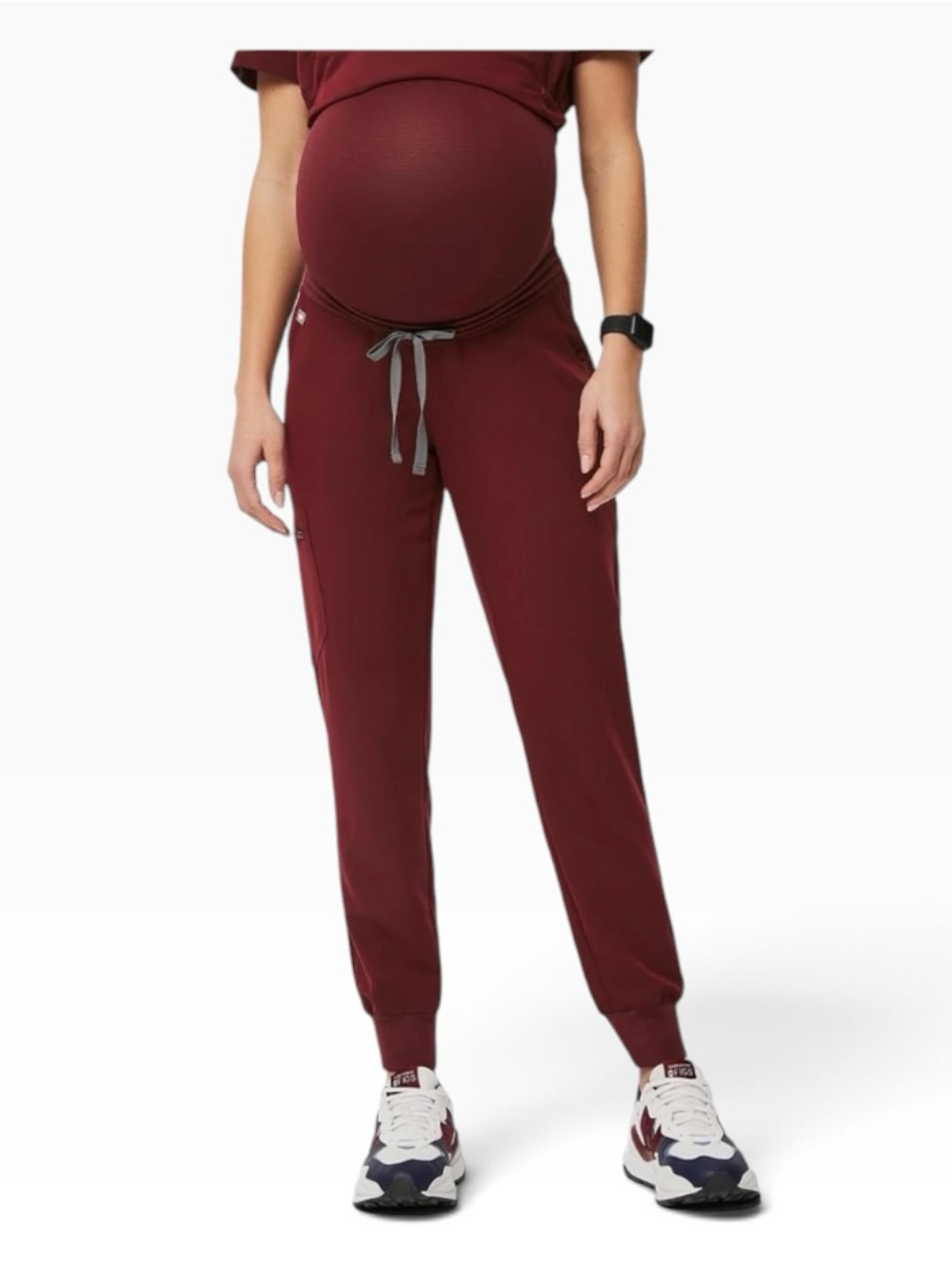 FIGS Maternity Zamora Scrub Pants Jogger Burgundy W22SW2006 PO#3700 Size Small